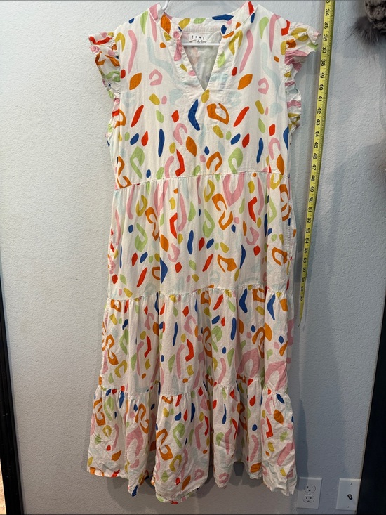 THML Dresses & Skirts - THML Multicolor Abstract Print White Maxi Dress “Slash of Color”